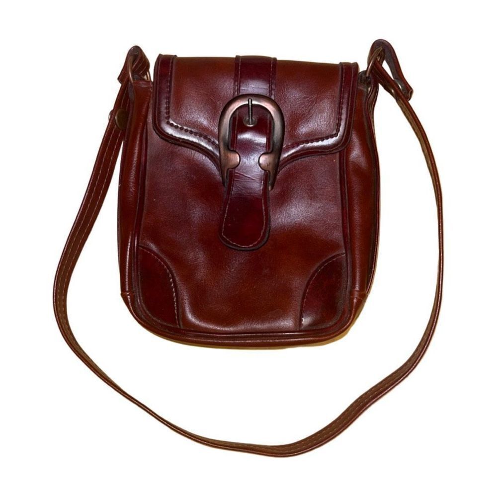 Vintage 1970s Swallow Dark Brown Leather Satchel Crossbody Purse